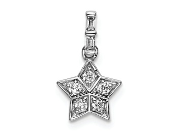 Picture of Rhodium Over 14k White Gold Diamond Star Pendant