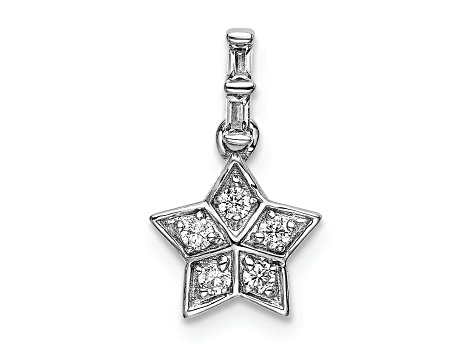 Rhodium Over 14k White Gold Diamond Star Pendant