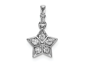Rhodium Over 14k White Gold Diamond Star Pendant