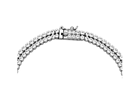White Lab Created Sapphire Rhodium Over Sterling Silver Tennis Bracelet 6.24ctw