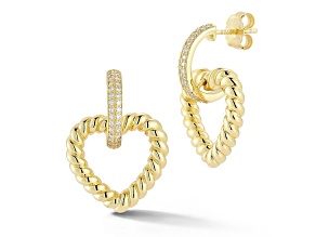 Rachel Zoe 14K Yellow Gold Over Sterling Silver Cubic Zirconia Twist Heart Dangle Earrings