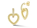 Rachel Zoe 14K Yellow Gold Over Sterling Silver Cubic Zirconia Twist Heart Dangle Earrings