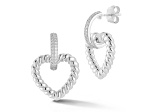 Rachel Zoe Rhodium Over Sterling Silver Cubic Zirconia Twist Heart Dangle Earrings