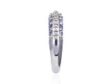 Tanzanite and White Topaz Sterling Silver Multi-Row Band Ring, 1.04ctw