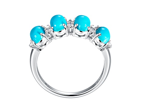 Kingman Turquoise Rhodium Over Sterling Silver Band Ring 0.13 Cttw ...
