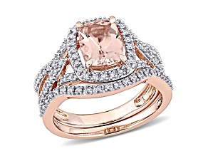 Morganite and Diamond 10K Rose Gold Ring 1.57ctw