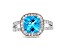 9mm Cushion Blue Topaz with Diamond Accents 14k White Gold Halo Split Shank Ring 0.50ctw