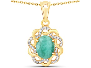 Emerald and White Topaz 14K Gold Over Sterling Silver Halo Infinity Necklace 2.78ctw