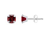 5mm Cushion Garnet Rhodium Over 10k White Gold Stud Earrings