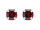 5mm Cushion Garnet Rhodium Over 10k White Gold Stud Earrings