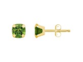 5mm Cushion Peridot 10k Yellow Gold Stud Earrings