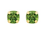 5mm Cushion Peridot 10k Yellow Gold Stud Earrings