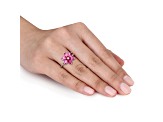 2.80ctw Pink Topaz And Diamond Accent 10k White Gold Floral Ring