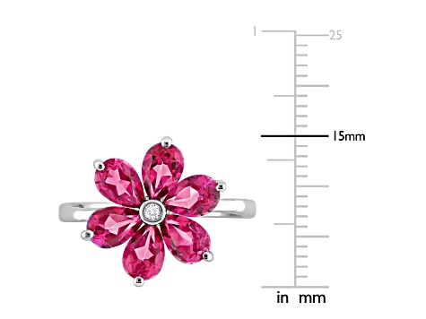 2.80ctw Pink Topaz And Diamond Accent 10k White Gold Floral Ring
