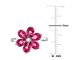 2.80ctw Pink Topaz And Diamond Accent 10k White Gold Floral Ring