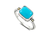 Silver Treasures by Samuel B. 9x7mm Sleeping Beauty Turquoise Silver & 18k Gold Accent Ring