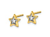 14k Yellow Gold and Rhodium Over 14k Yellow Gold 6mm Diamond Star Stud Earrings