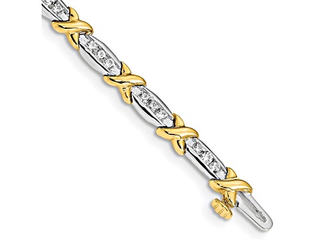 14K Yellow and White Gold Lab Grown Diamond VS/SI GH, Tennis Bracelet