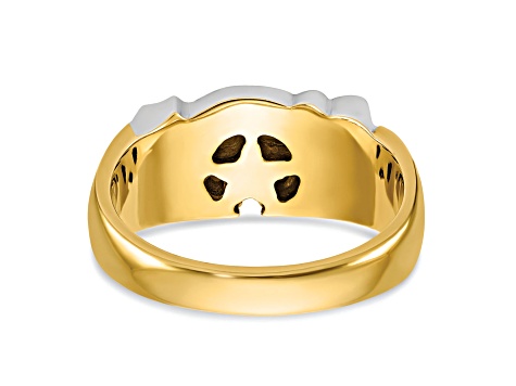10K Two-tone Yellow and White Gold Men's Enamel and Diamond Masonic Shriner's Ring 0.152ctw