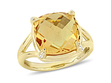 Citrine and White Topaz 18k Yellow Gold Over Sterling Silver Split Shank Ring 7ctw