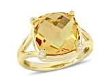 Citrine and White Topaz 18k Yellow Gold Over Sterling Silver Split Shank Ring 7ctw