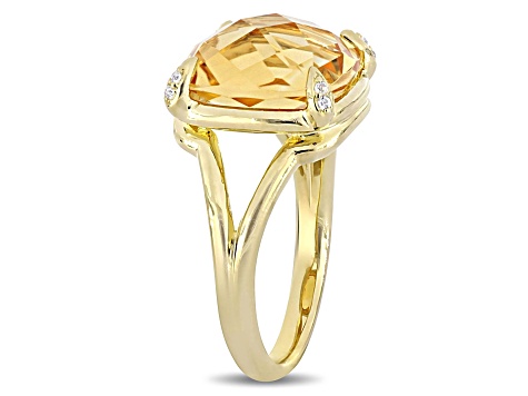 Citrine and White Topaz 18k Yellow Gold Over Sterling Silver Split Shank Ring 7ctw