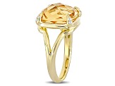 Citrine and White Topaz 18k Yellow Gold Over Sterling Silver Split Shank Ring 7ctw