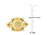 Citrine and White Topaz 18k Yellow Gold Over Sterling Silver Split Shank Ring 7ctw