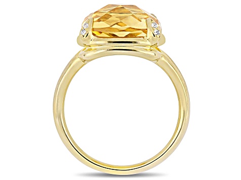 Citrine and White Topaz 18k Yellow Gold Over Sterling Silver Split Shank Ring 7ctw