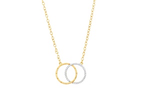 Diamond Accent 14K Yellow Gold Over Sterling Silver Best of Both Worlds Pendant Necklace