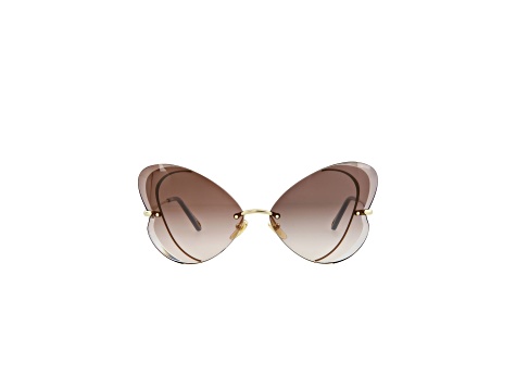 Chloe Cat Eye Rimless Frame Gold Tone Sunglasses with Brown  display picture 1