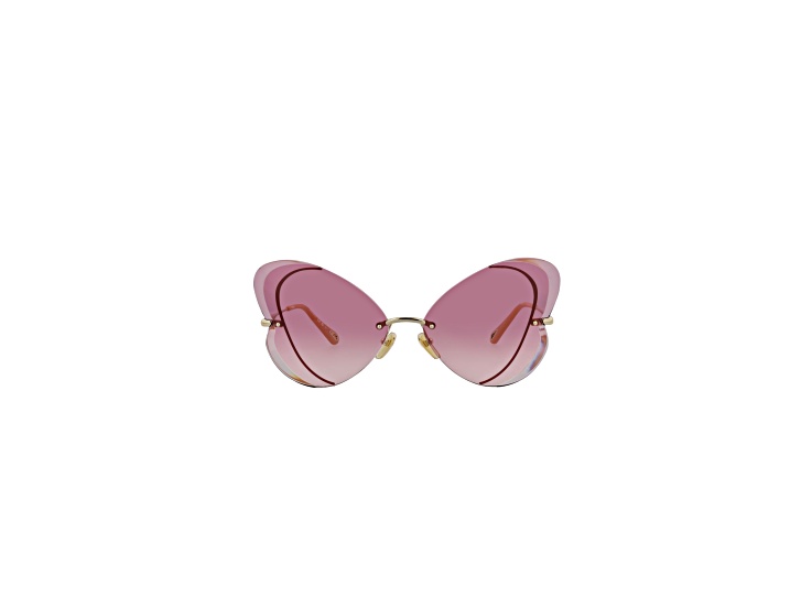 Chloe Sunglasses CL 2207 . Gold tone wire rim purple lenses & Chloe logo temple Chloe YSE Square Rimless Frame Gold Tone Sunglasses with  main image 3