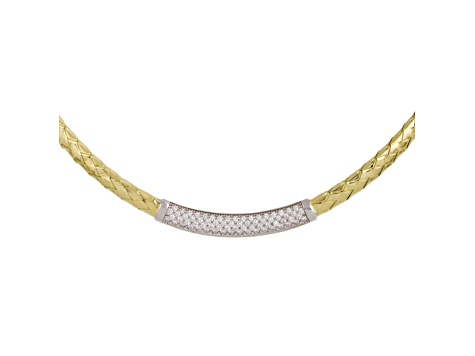 18K Yellow Gold with White Rhodium Diamond Woven 18 Inch Necklace