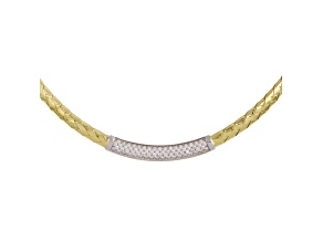 18K Yellow Gold with White Rhodium Diamond Woven 18 Inch Necklace