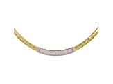 18K Yellow Gold with White Rhodium Diamond Woven 18 Inch Necklace