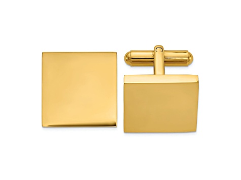 Stainless Steel Polished Yellow IP-plated Square Cuff Links