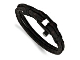 Black Woven Nylon Cotton and Stainless Steel Polished IP Plated Bracelet