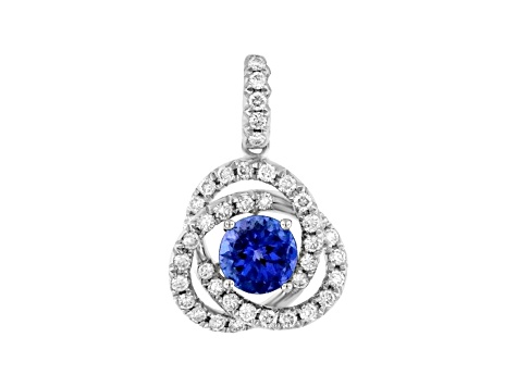 14K White Gold Tanzanite and Diamond Pendant 1.29ctw