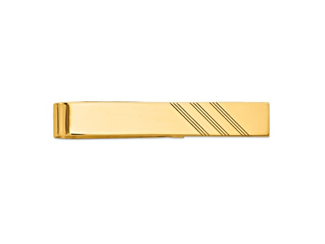 10K Yellow Gold Men's Grooved Tie Bar
