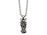 Stainless Steel Antiqued and Polished Dragon Head 22-inch Necklace