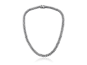 Clear Cubic Zirconia, Sterling Silver Braided Tennis Necklace