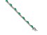 Rhodium Over 10k White Gold Diamond and Emerald Bracelet