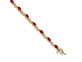 10k Yellow Gold and 10k White Gold Diamond and Ruby Bracelet