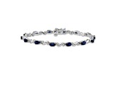 Rhodium Over 10k White Gold Diamond and Sapphire Bracelet