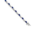 Rhodium Over 10k White Gold Diamond and Sapphire Bracelet