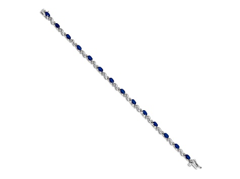 Rhodium Over 10k White Gold Diamond and Sapphire Bracelet