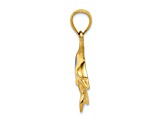 14k Yellow Gold Lab Created Opal Dolphin Pendant