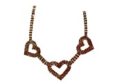 Gold Tone, AB Rose Crystal Heart Necklace.