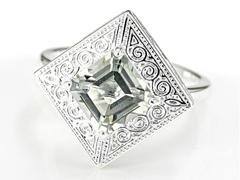 2.4ct Lab Prasiolite Silvertone Celtic Ring