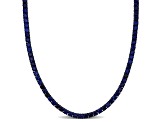 Lab Created Blue Sapphire Black Rhodium Plated Sterling Silver Unisex Tennis Necklace 40ctw